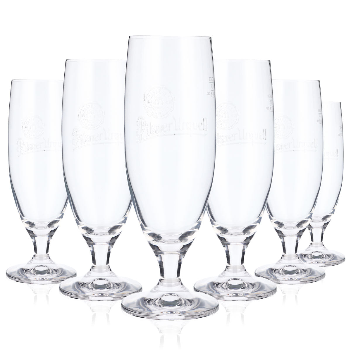 6x Pilsner Urquell Bier Glas 0,3l Biergläser Pokalglas Relief im Fuß