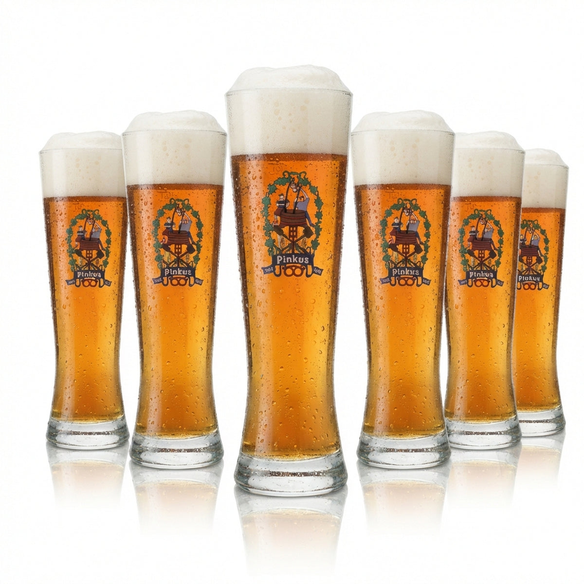 6x Pinkus Bier Glas Weizen 0,5l