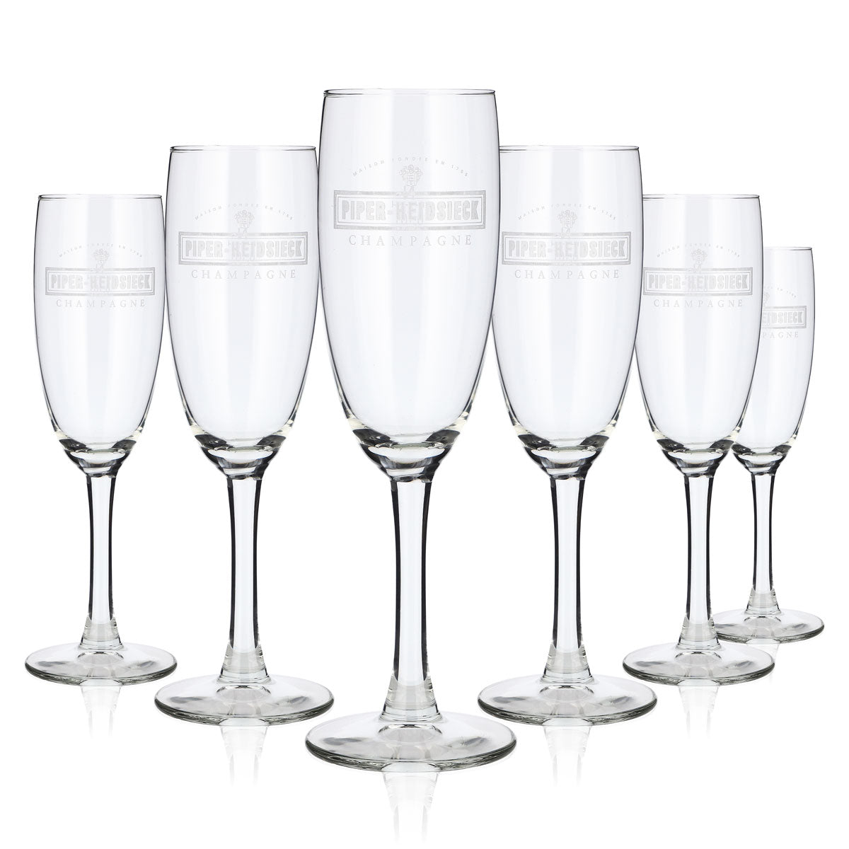 6x Piper-Heidsieck Champagner Glas 0,1l weißes Logo (6er Set)