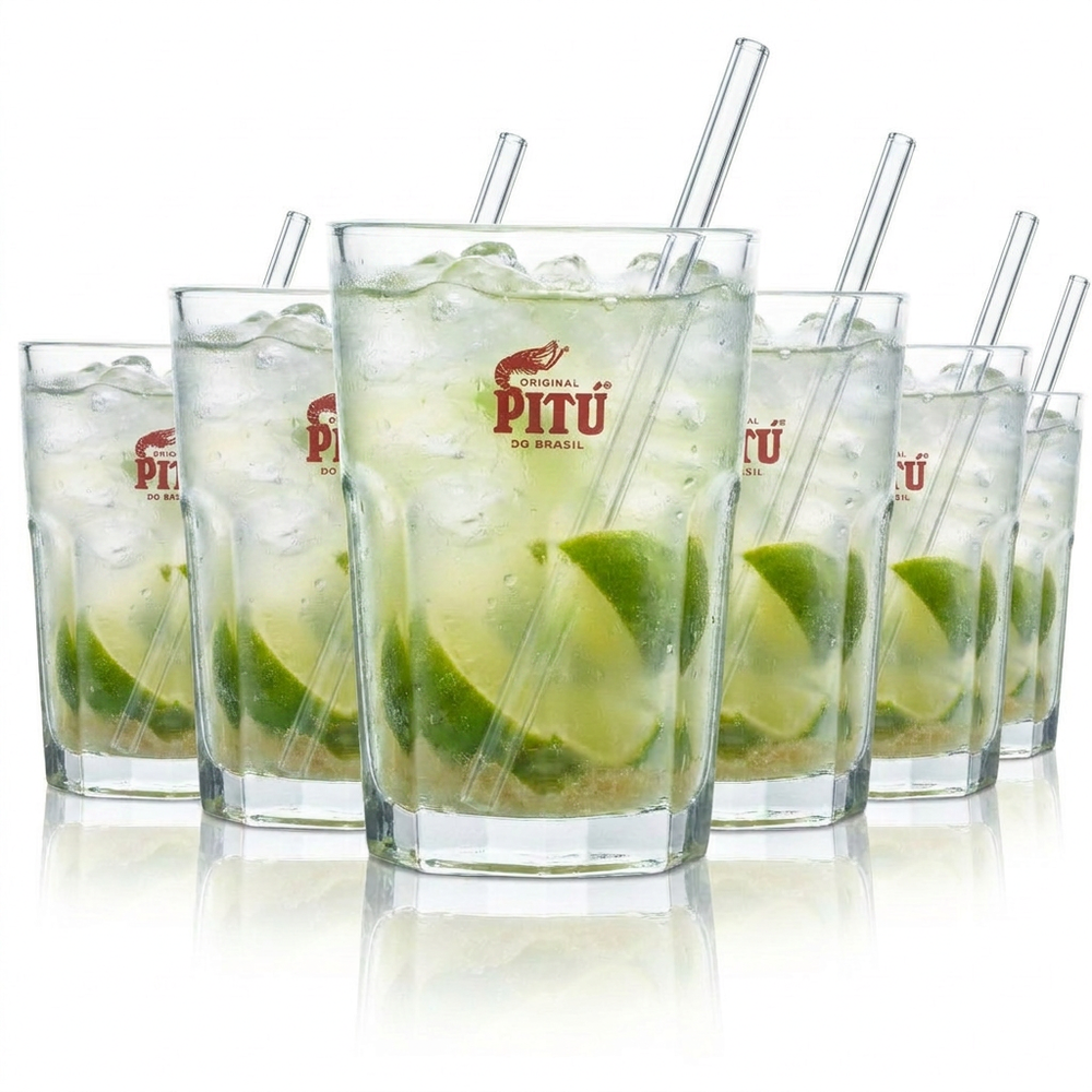 6x Pitu Cachaca Glas 0,3l Longdrink Cocktail Caipi Mojito Gläser Bar Gastro Rum