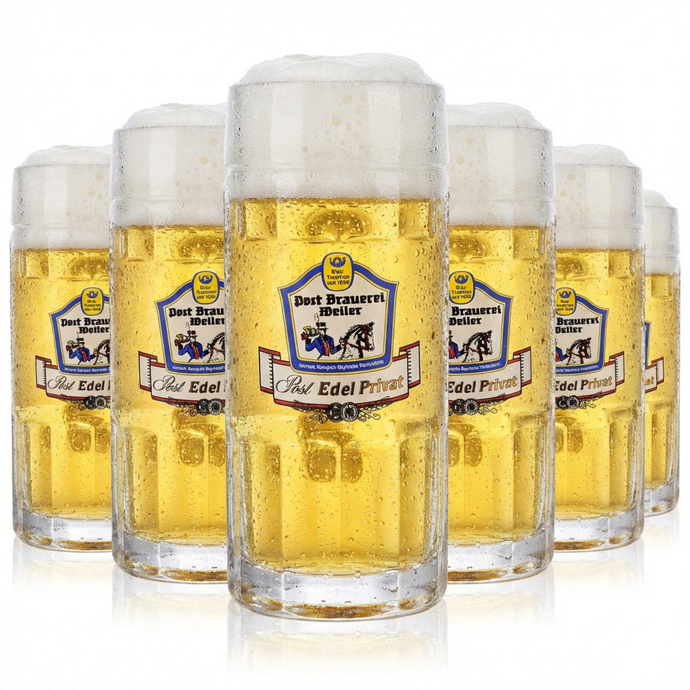 6x Post Brauerei Weiler Bier Glas Bierseidel 0,5l Krug Rastal Falkenstein