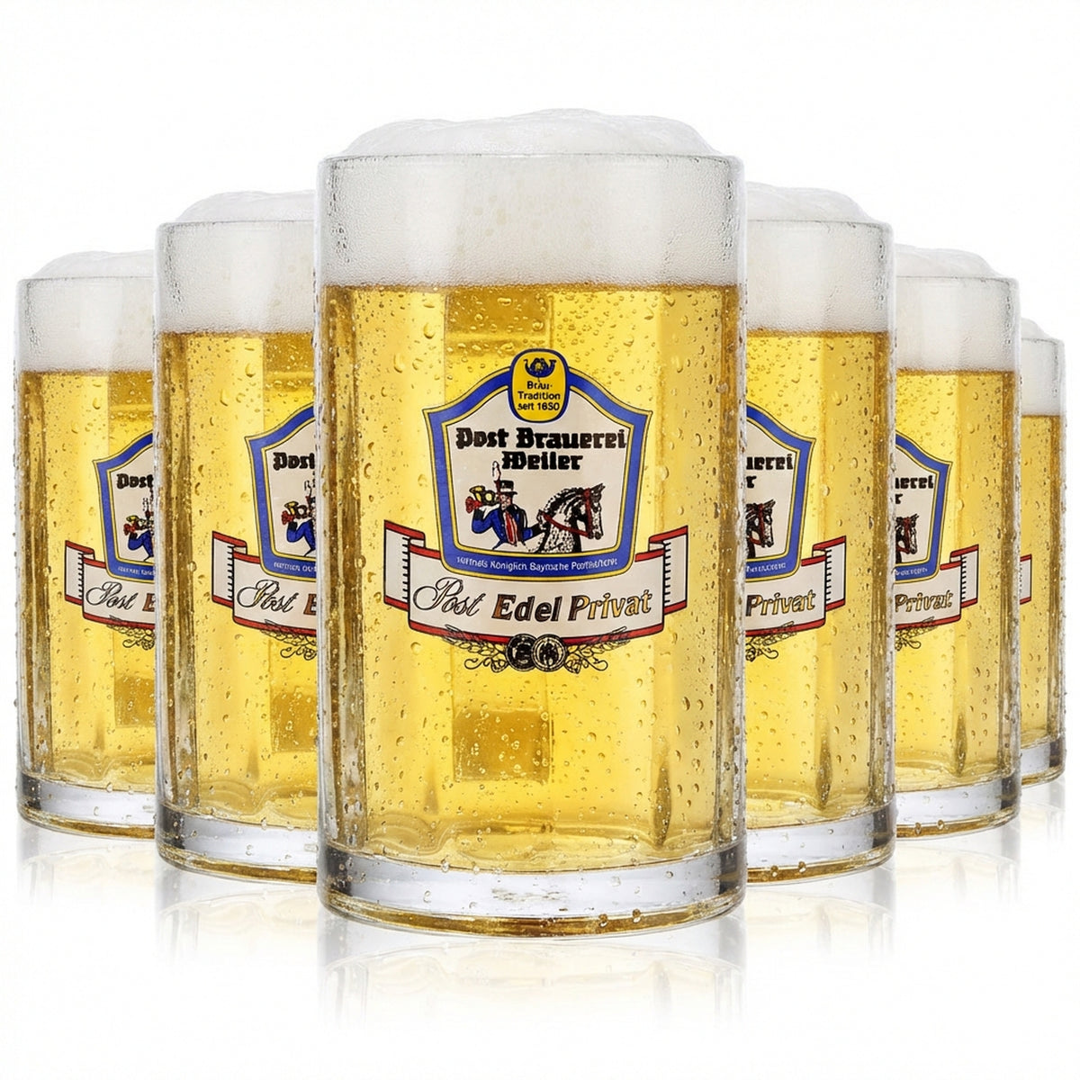 6x Post Brauerei Weiler Bier Glas Gläser 0,25l Krug Seidel Rastal Glückauf