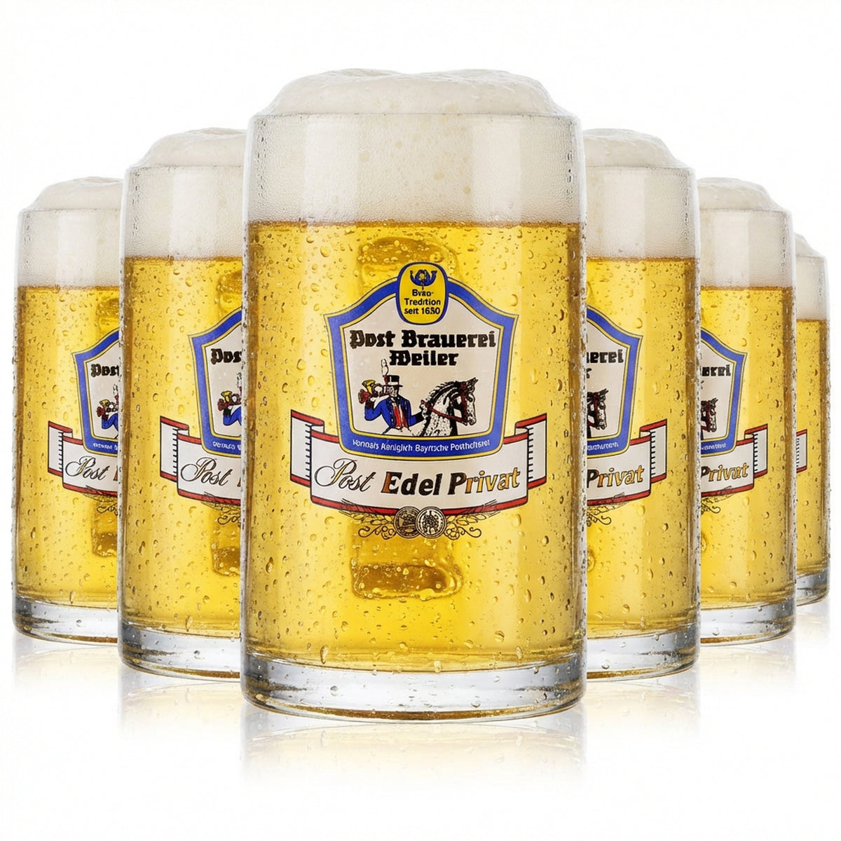 6x Post Brauerei Weiler Bierglas Bierseidel Gläser 0,3l Bierkrug