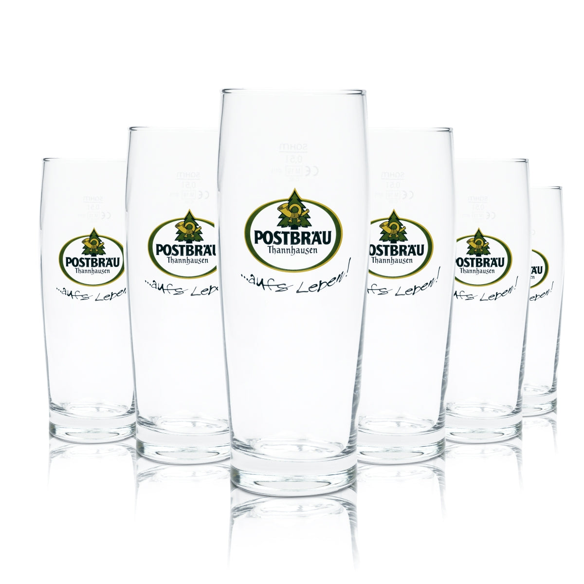 6x Postbräu Thannhausen Bier Glas 0,5l Willi Becher Trumpf Gläser Brauerei Beer