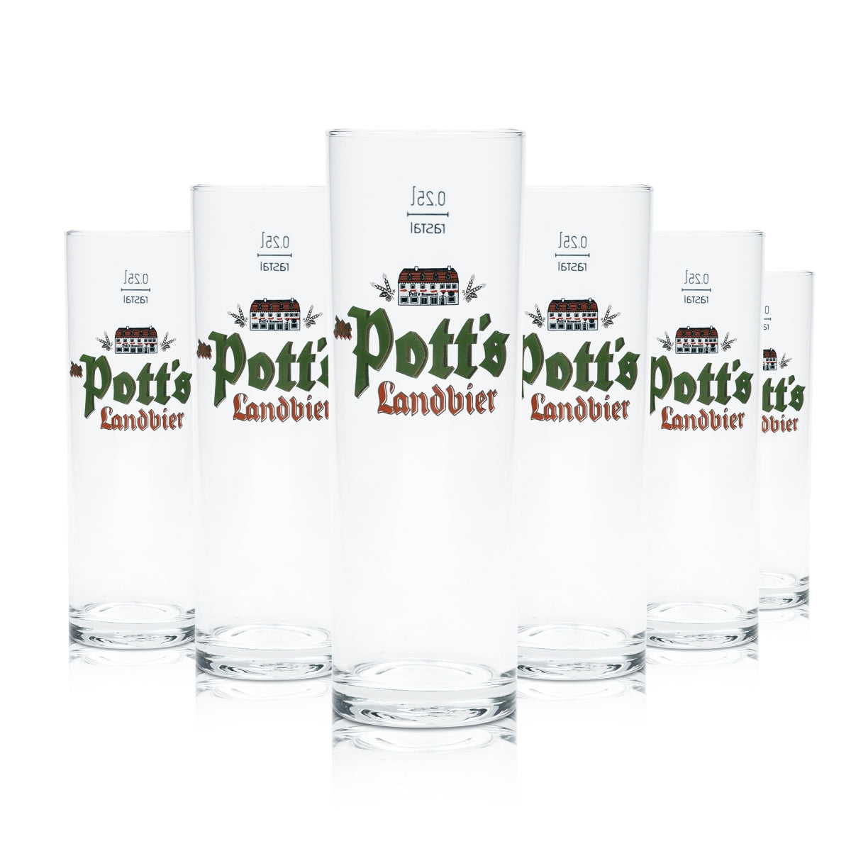 6x Potts Bier Glas 0,25l Kölsch Stange Landbier Gläser Willi Becher Cup Pokal