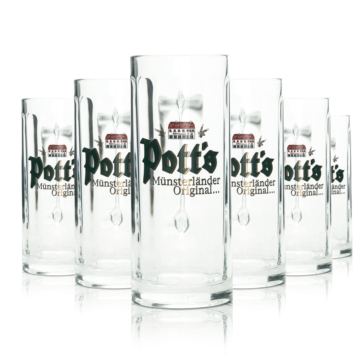 6x Potts Bier Glas 0,3l Krug Münsterländer Original Relief Rastal Seidel Gläser