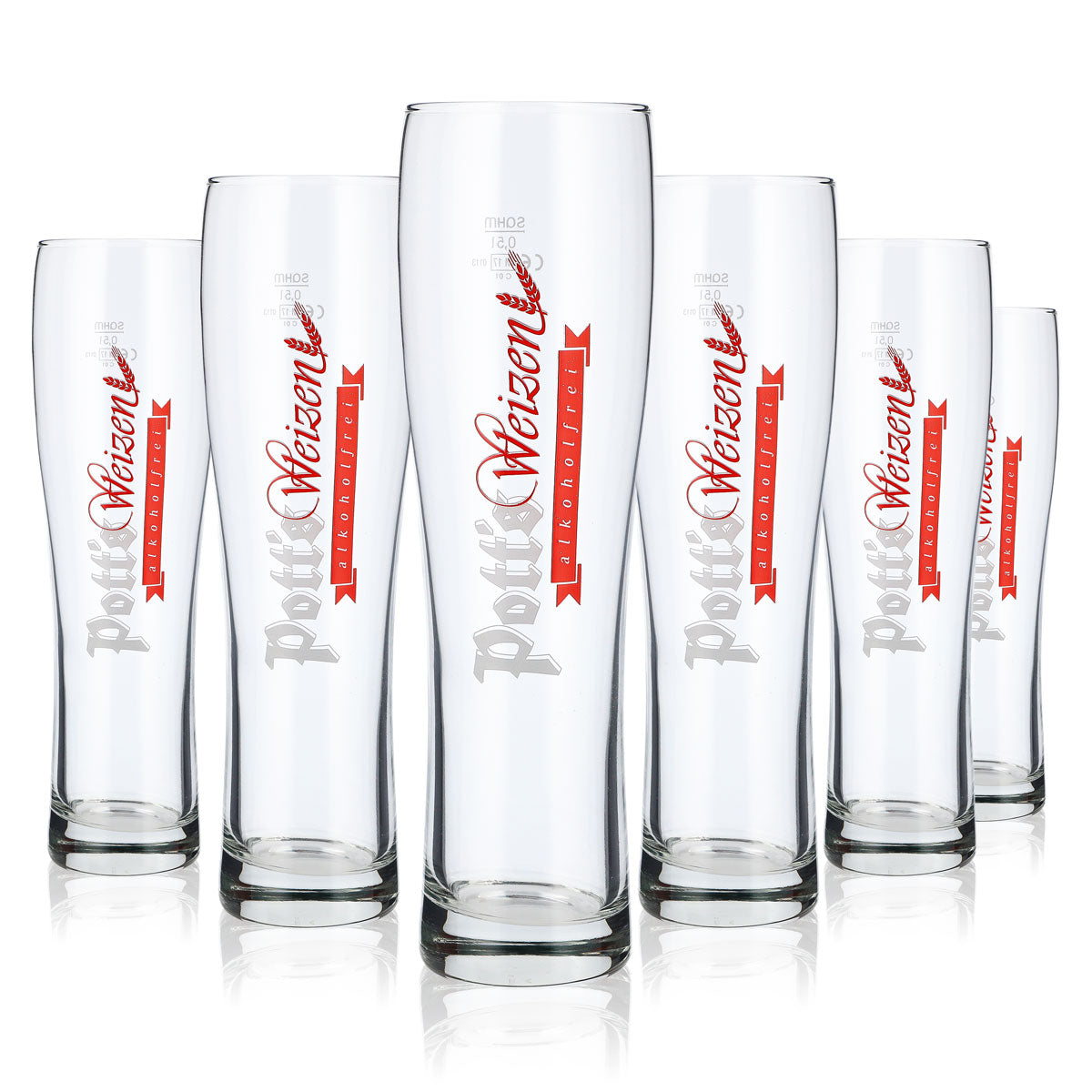 6x Potts Bier Glas 0,5l Weissbierglas Weizenglas Biergläser alkoholfrei
