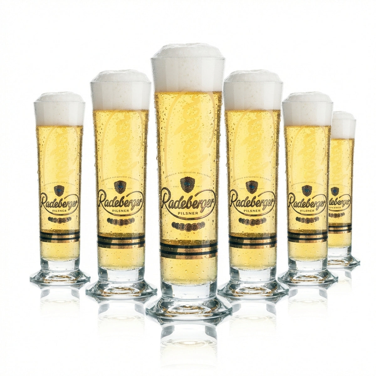 6x Radeberger Bier Glas 0,2l Pokal Logo Szene Gläser Stange Brauerei Beer Tulpe
