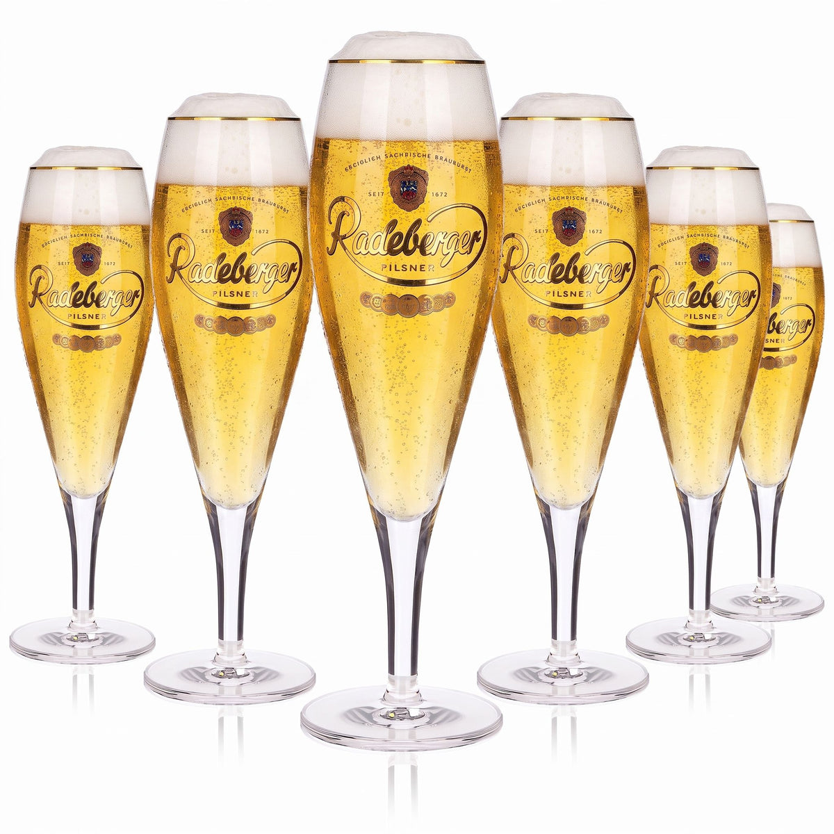 6x Radeberger Bier Glas 0,4l Pokal Pilsner Goldrand Sahm