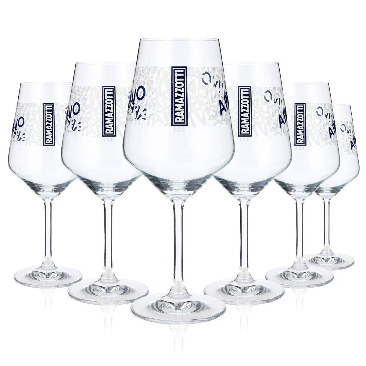 6x Ramazzotti Aperitivo Glas 0,5l geeicht Stielglas Cocktail Spritz Aufdruck – Ansicht 2