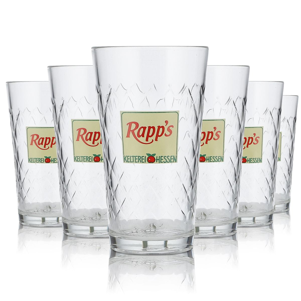 6x Rapps Glas 0,25l Apfelwein Willi Becher Gläser Set Reliefschliff Konturglas