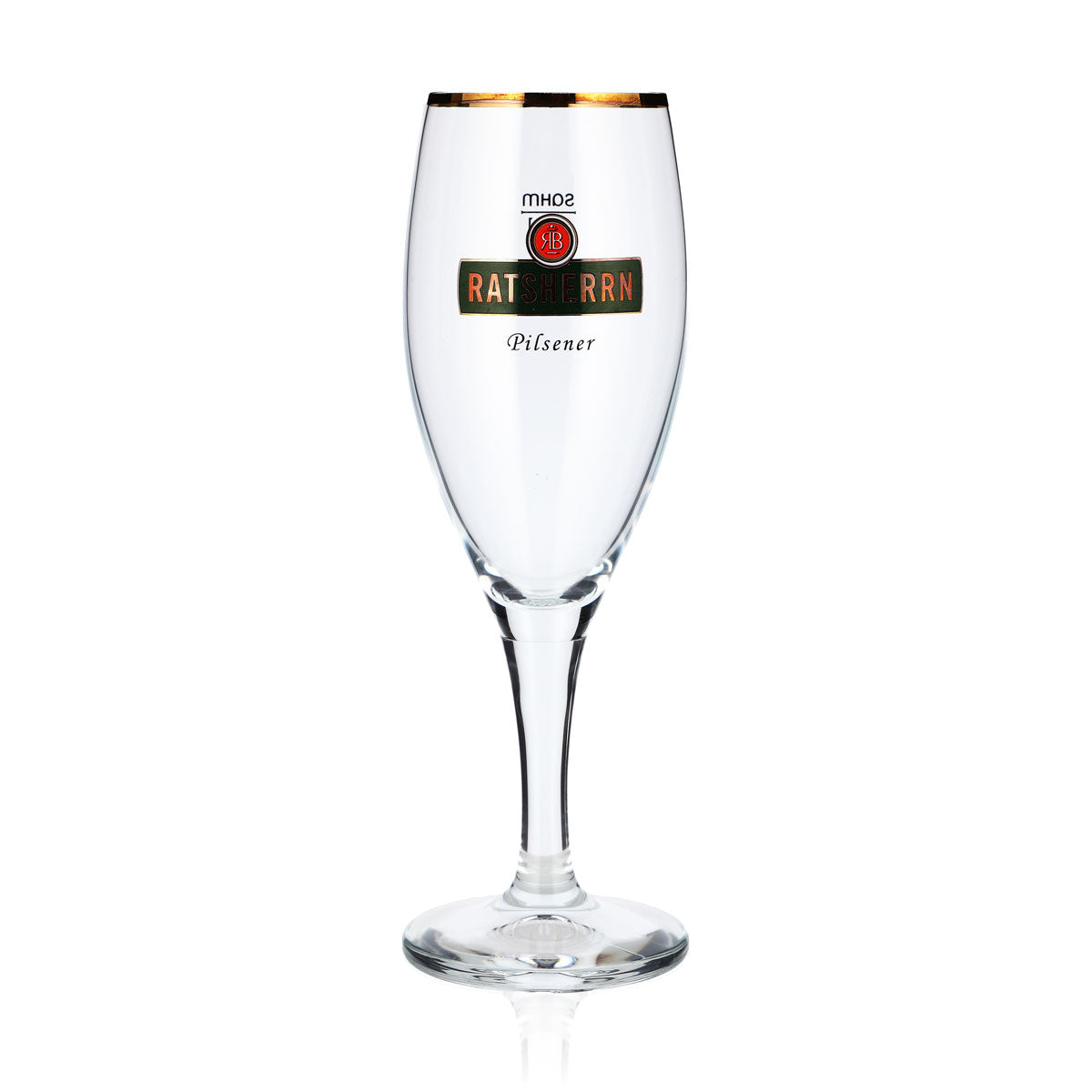 6x Ratsherrn Bier Glas 0,2l Pokalglas Pilsener grünes Logo Goldrand (6er Set) – Ansicht 2