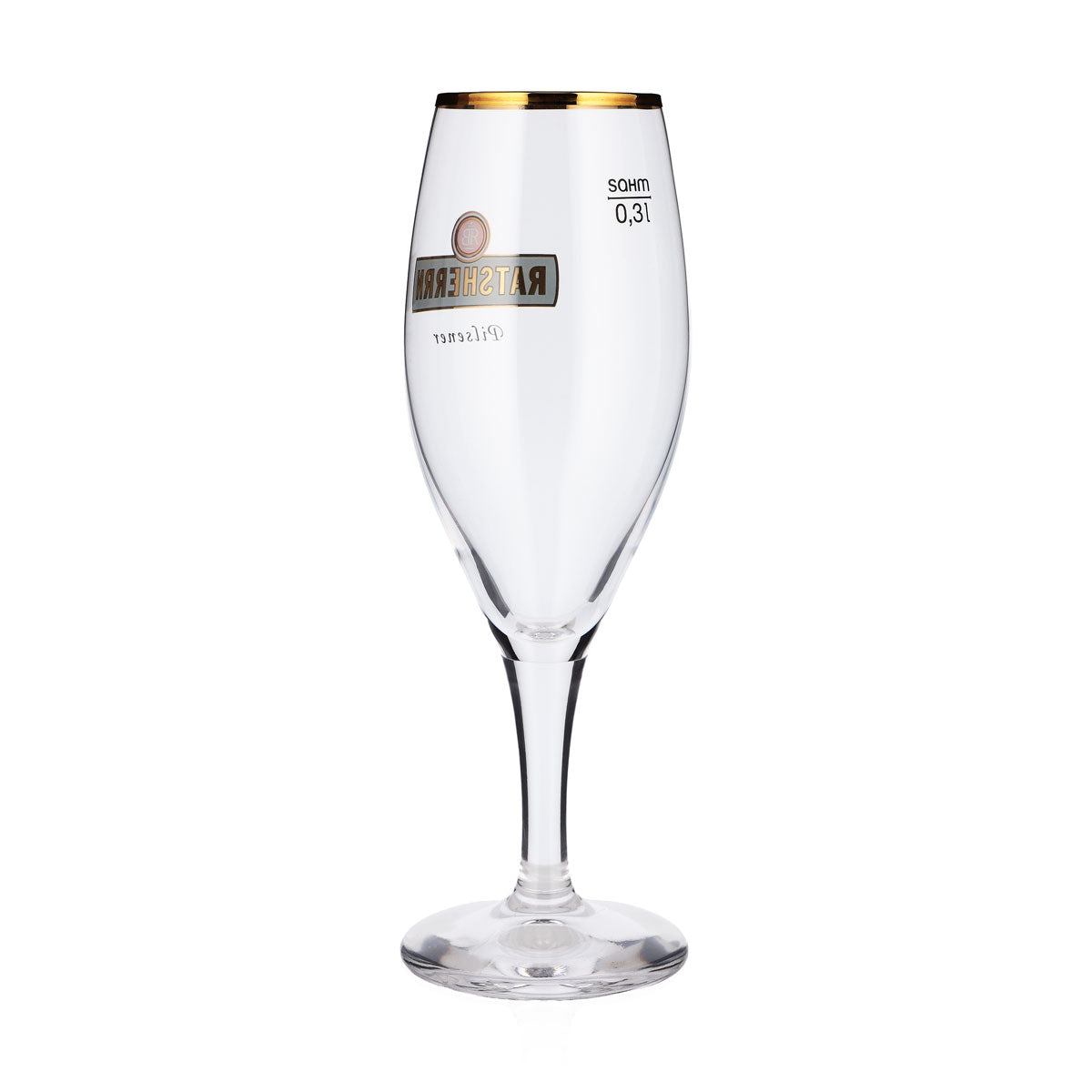 6x Ratsherrn Bier Glas 0,3l Pokalglas grünes Logo Pilsener Goldrand (6er Set) – Ansicht 4
