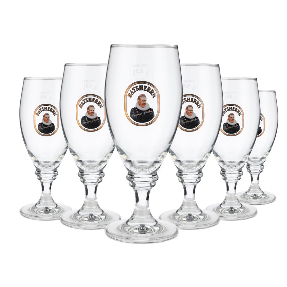 6x Ratsherrn Glas 0,3l Bier Gläser Pokalglas "alte Ausführung" Tulpe