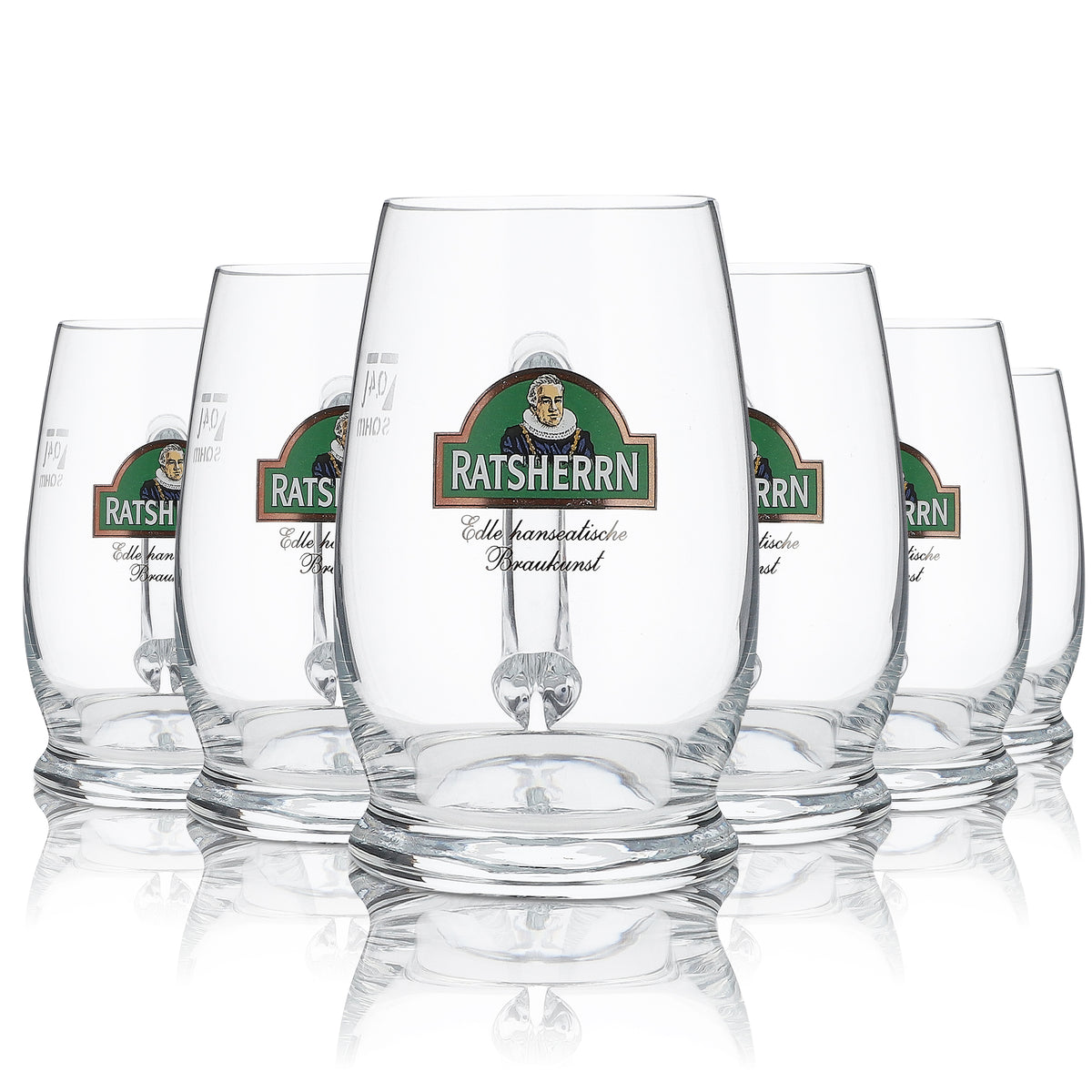 6x Ratsherrn Glas 0,4l Bierkrug Humpen Seidel Gläser Set Brauerei Gastro Eiche – Ansicht 6
