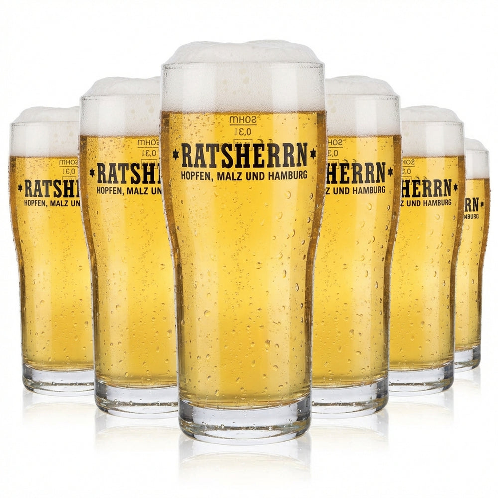6x Ratsherrn Pils Bierglas 0,3l Biergläser"Brewhouse" Exclusive Becher
