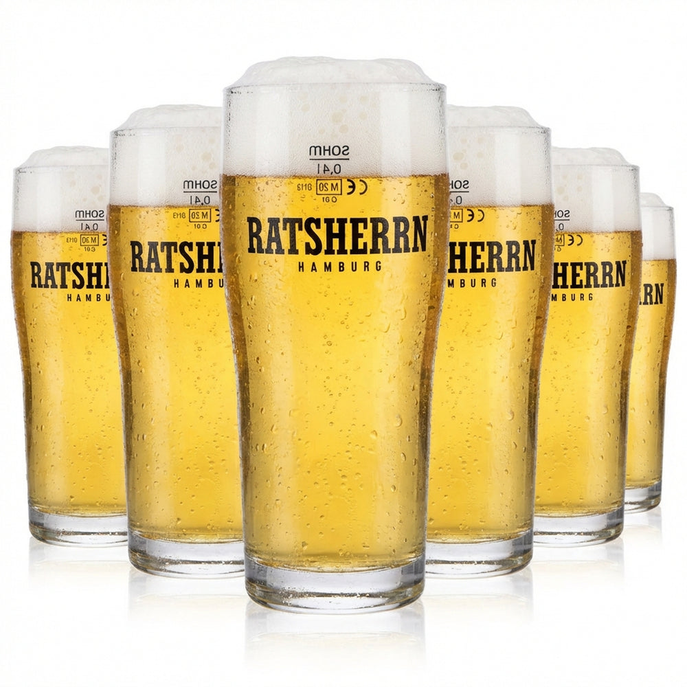 6x Ratsherrn Pils Bierglas 0,4l Biergläser"Brewhouse" Exclusive Becher
