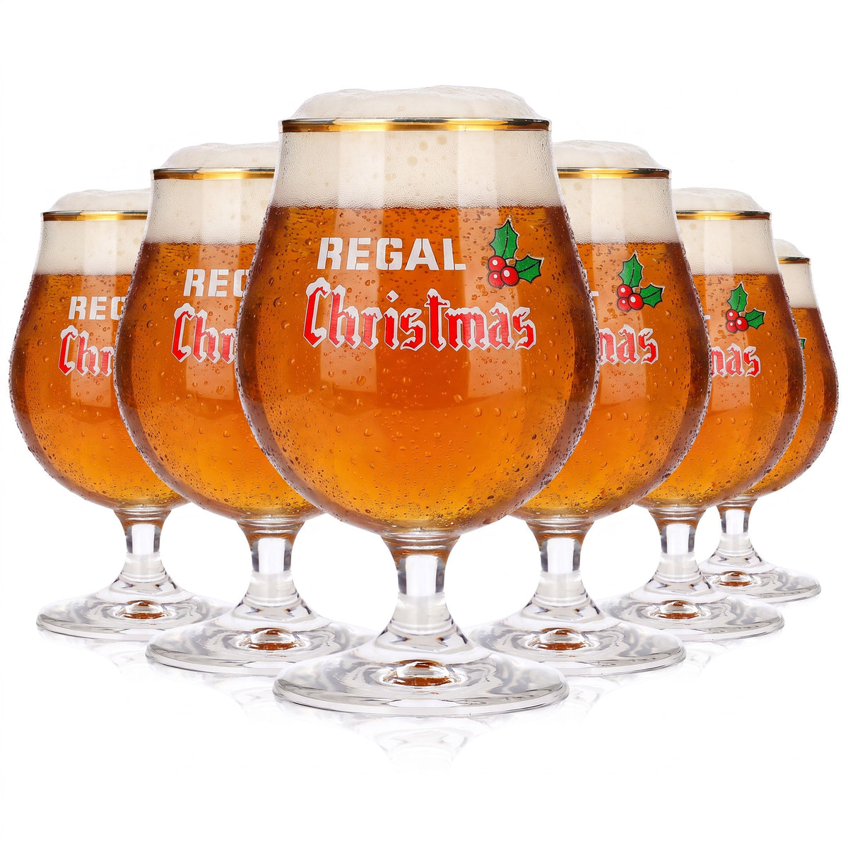 6x Regal Bier Glas 0,5l Christmas Pokal Goldrand Durobor (6er Set)