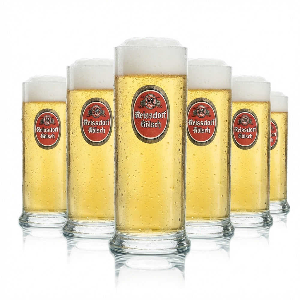 6x Reissdorf Bier Glas 0,3l Kölsch Stange Becher Gläser Köln Kölschglas Brauer
