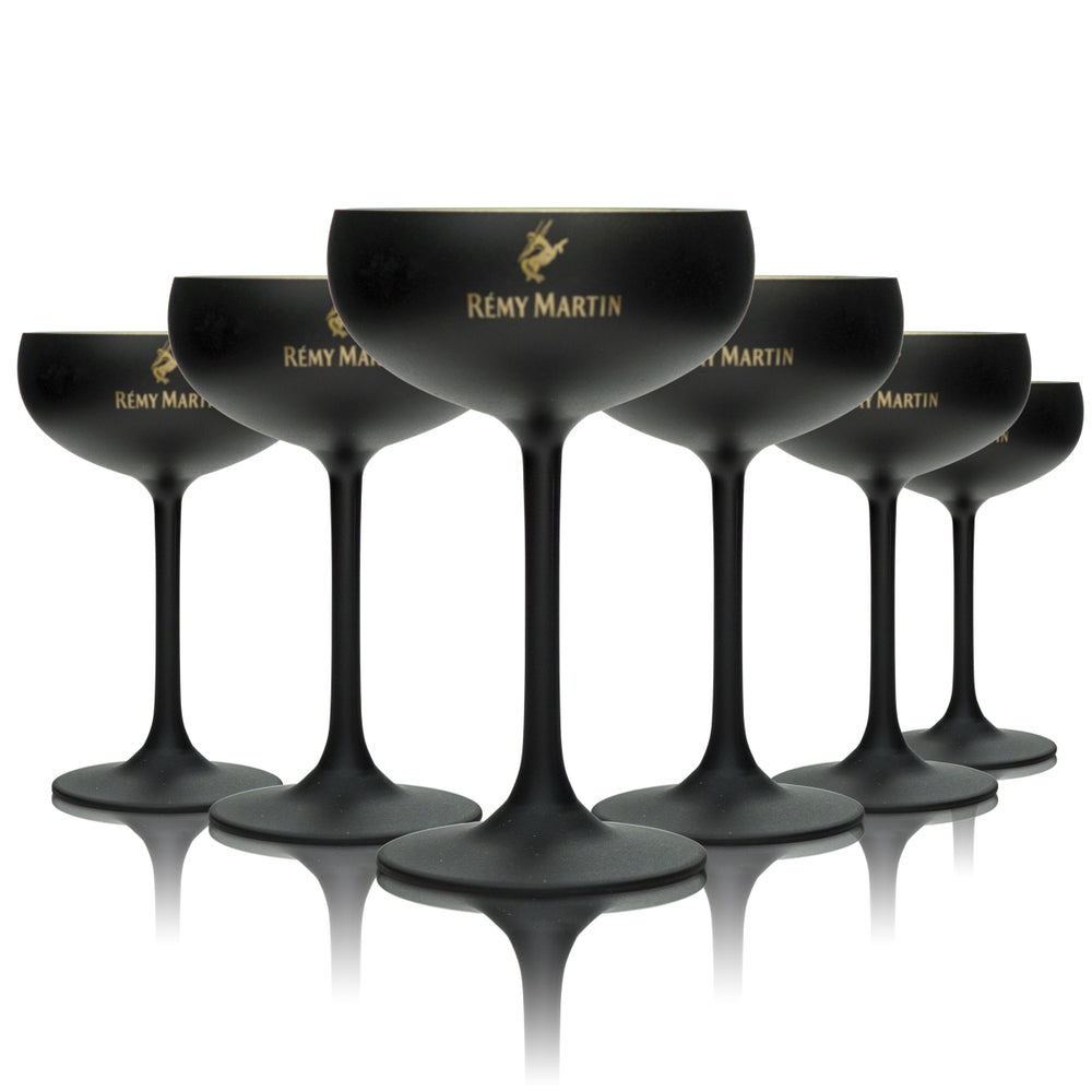 6x Remy Martin Cognac Glas Cocktailschale schwarz matt 0,1l Coupette Martini Gläser