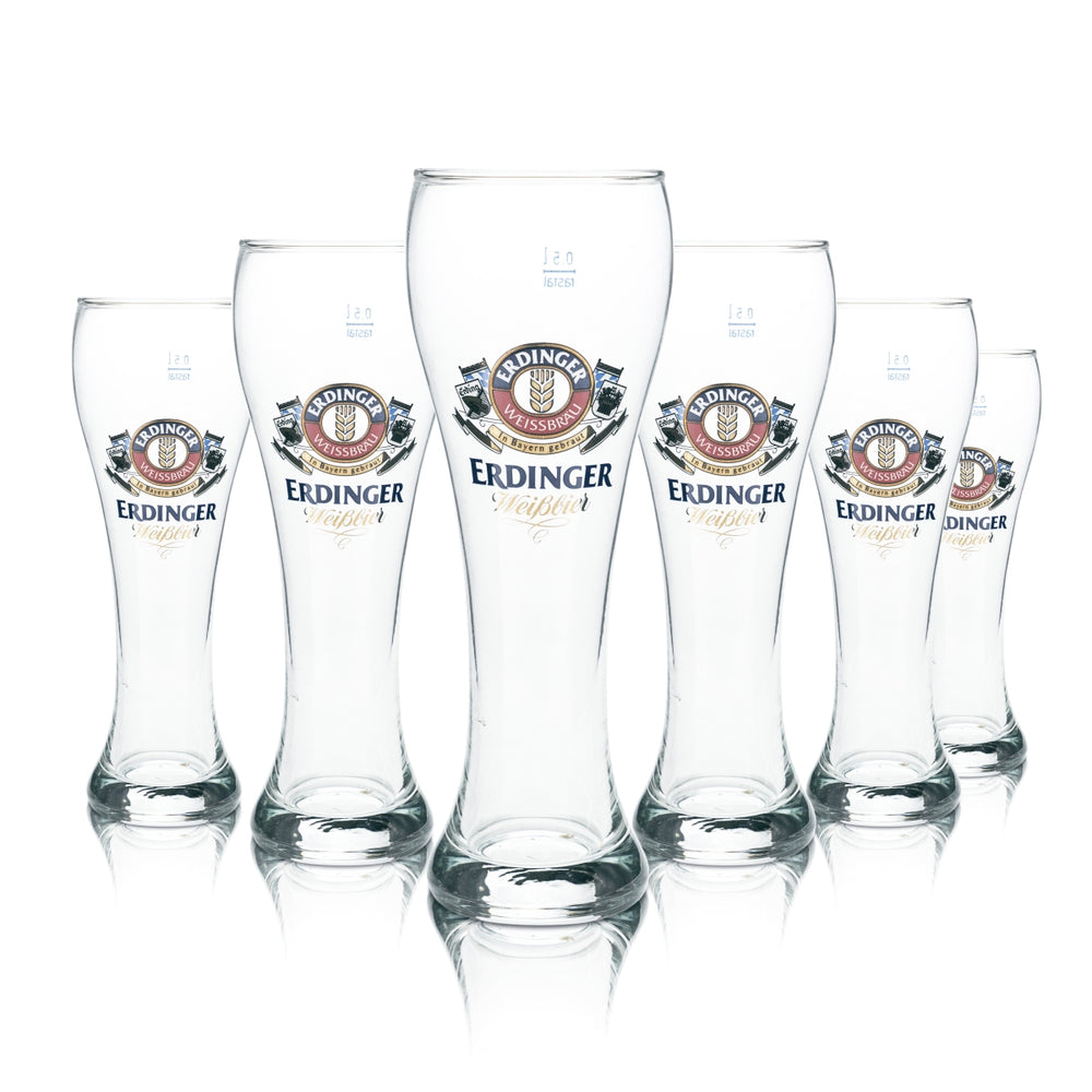 6x Retro Erdinger Weißbierglas - 0,5l Hefeweizen Gläser Set Bayern Design