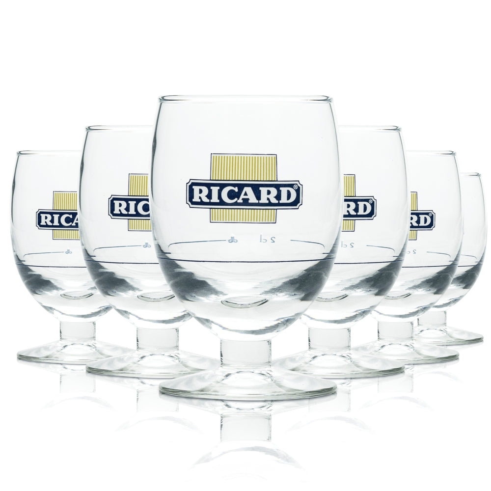 6x Ricard Likör Glas Tulpe Retro Gläser Anis Pastis Schwenker Schnaps Nosing Bar