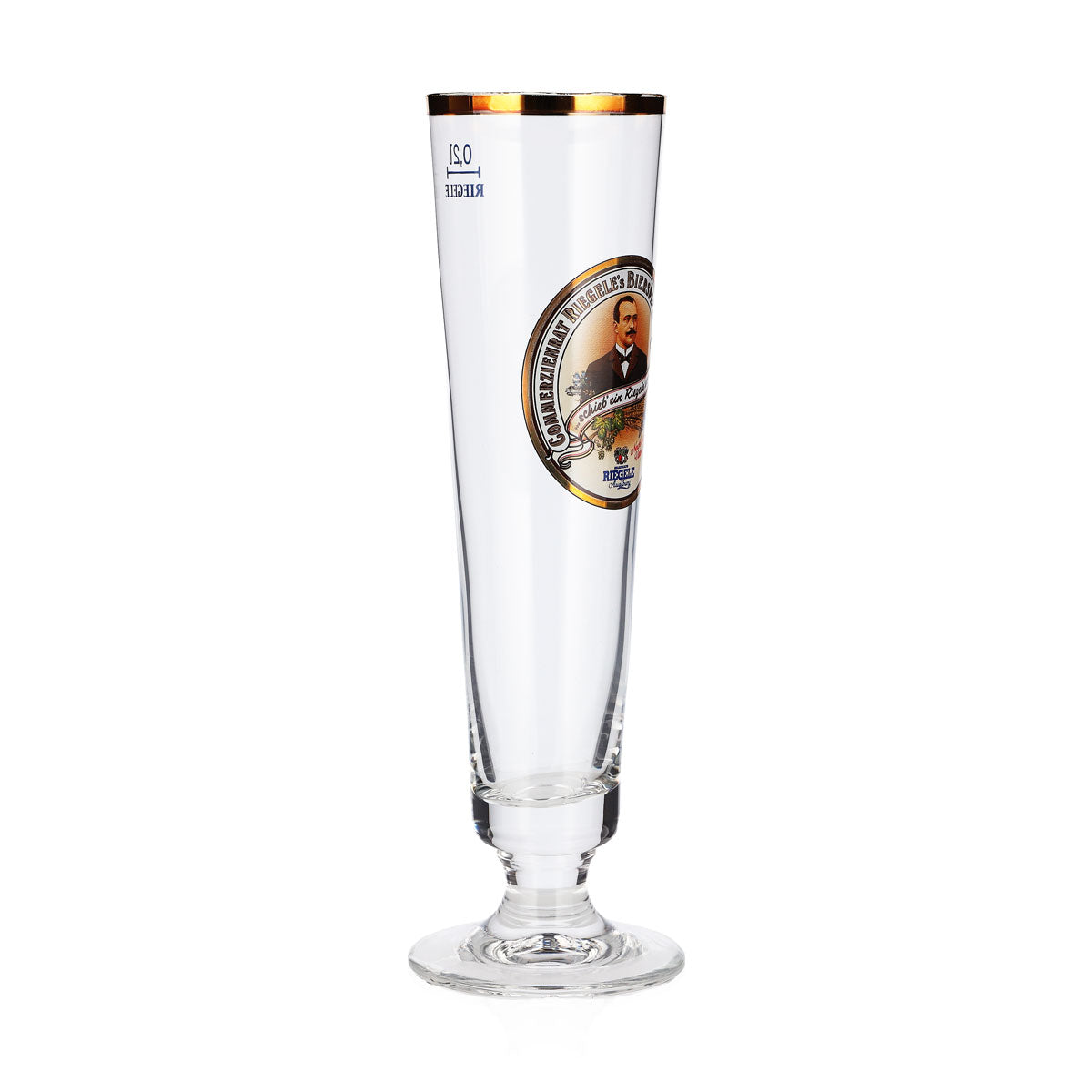 6x Riegele Bier Glas 0,2l Pokal Porträt auf Logo rc – Ansicht 3