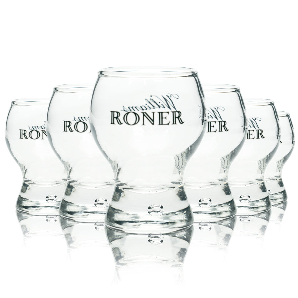 6x Roner Likör Glas 2cl Schnaps Shot Kurze Tasting Williams Birne Gläser Stamper