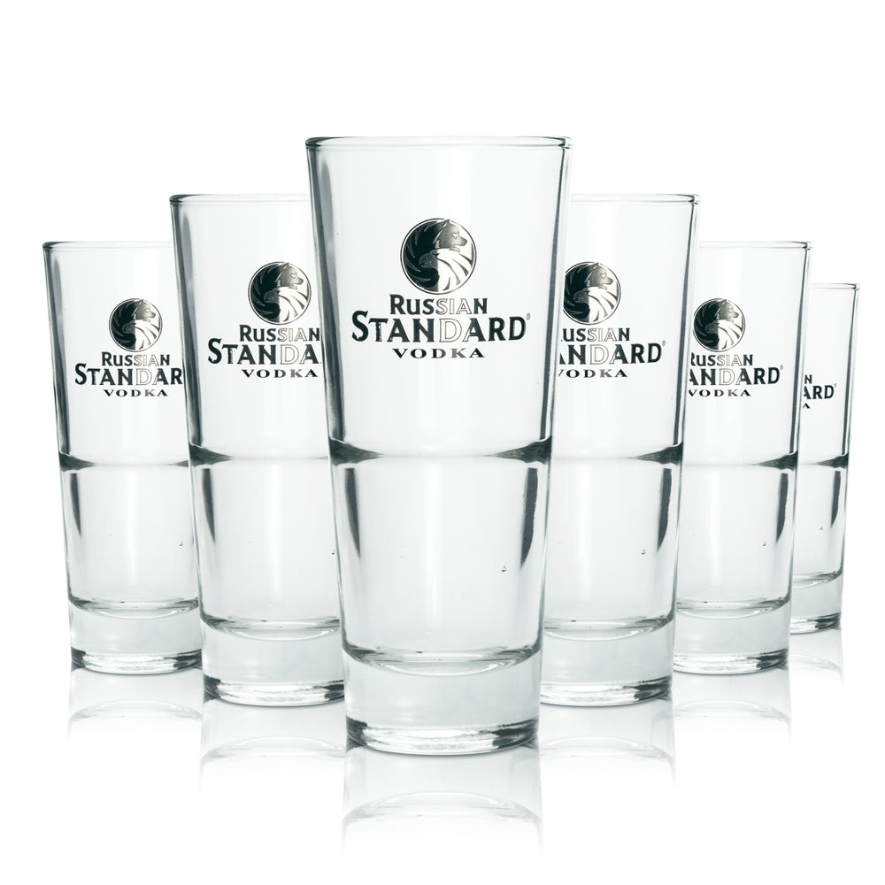 6x Russian Standard Glas 0,3l Longdrink Cocktail Gläser Stapelbar Gastro Bar