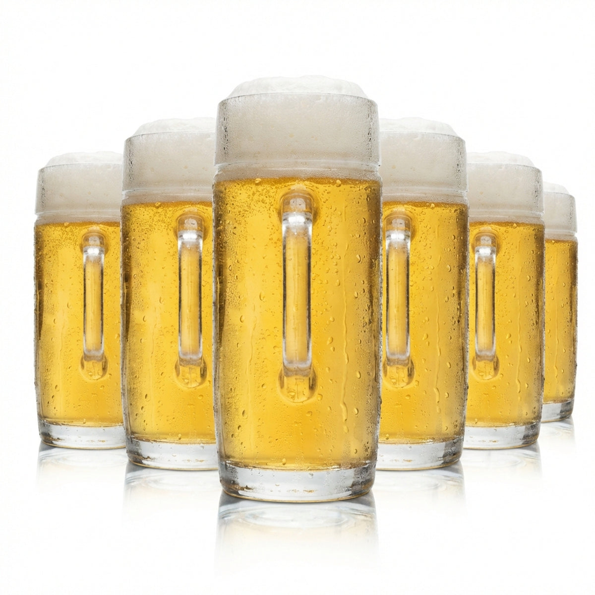 6x Sahm Bierkrug Glas 0,5l Blanko Krug ohne Aufdruck Humpen Seidel Gläser Eiche