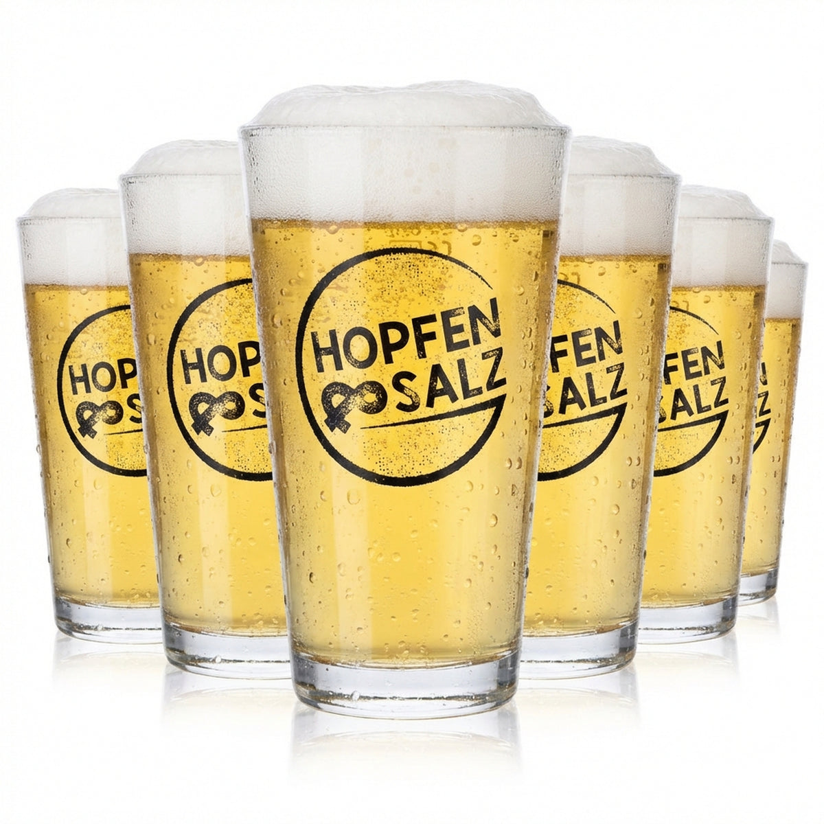 6x Sahm Glas Biergläser 0,3l Becher "Hopfen & Salz" American Lager