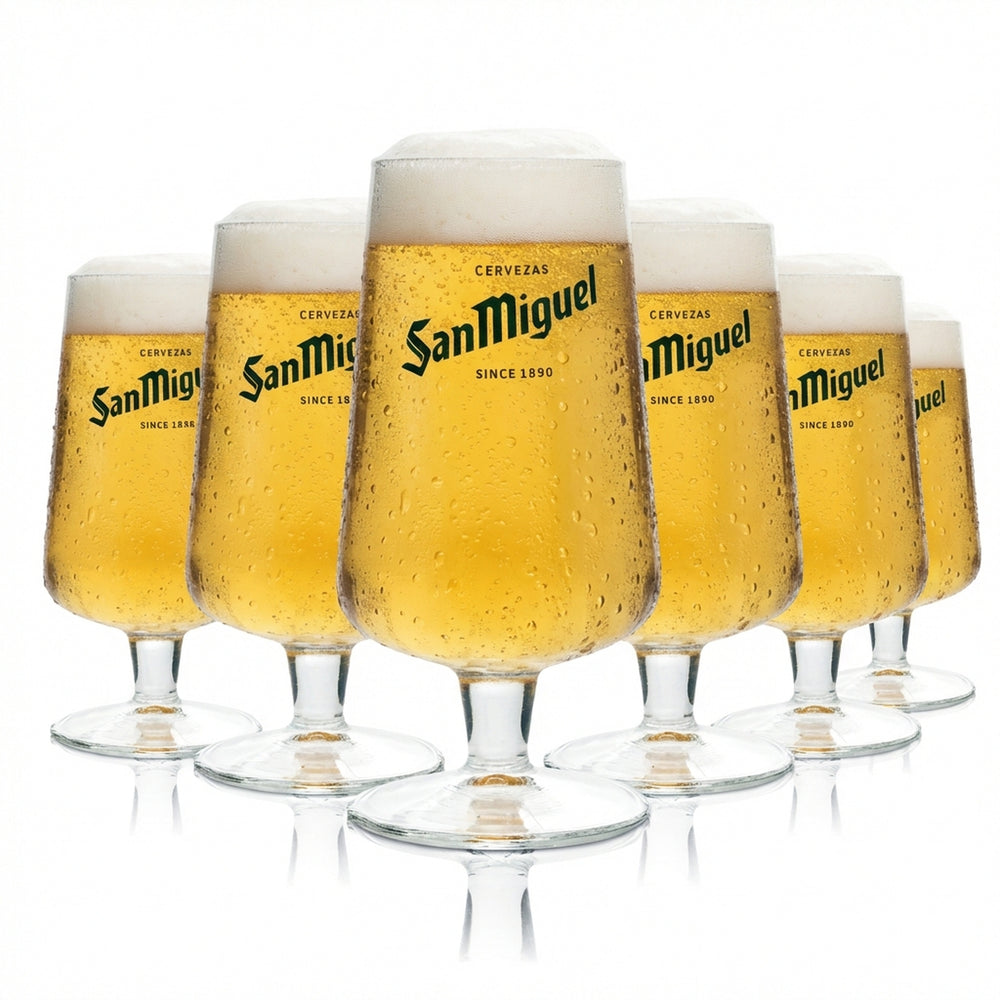 6x San Miguel Bier Glas 0,2l Pokal Tulpe Spanien Urlaub Gläser Especial Beer