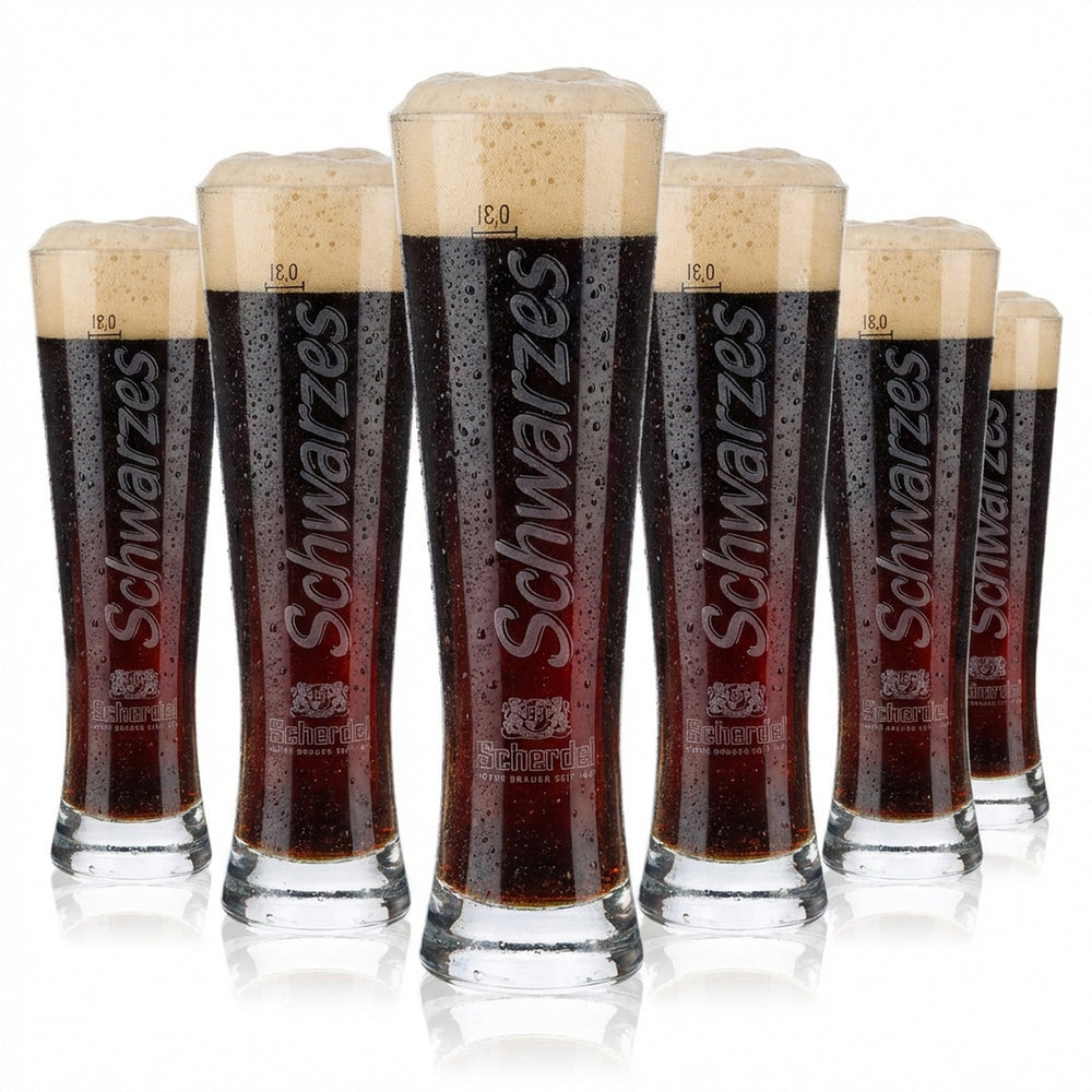 6x Scherdel Bier Glas Biergläser 0,3l Pokalgläser "Schwarzes" F.Herb