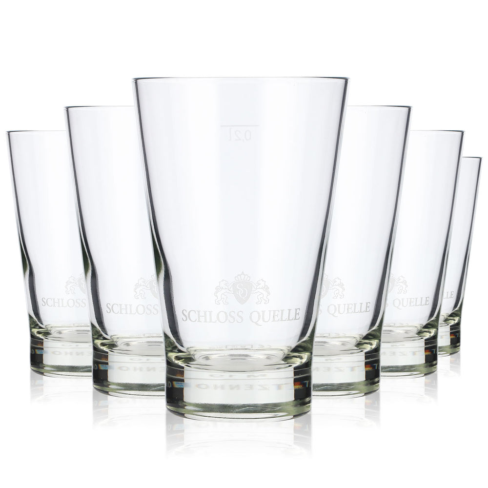6x Schloss Quelle Wasser Glas 0,2l Wassergläser Becher V-Form