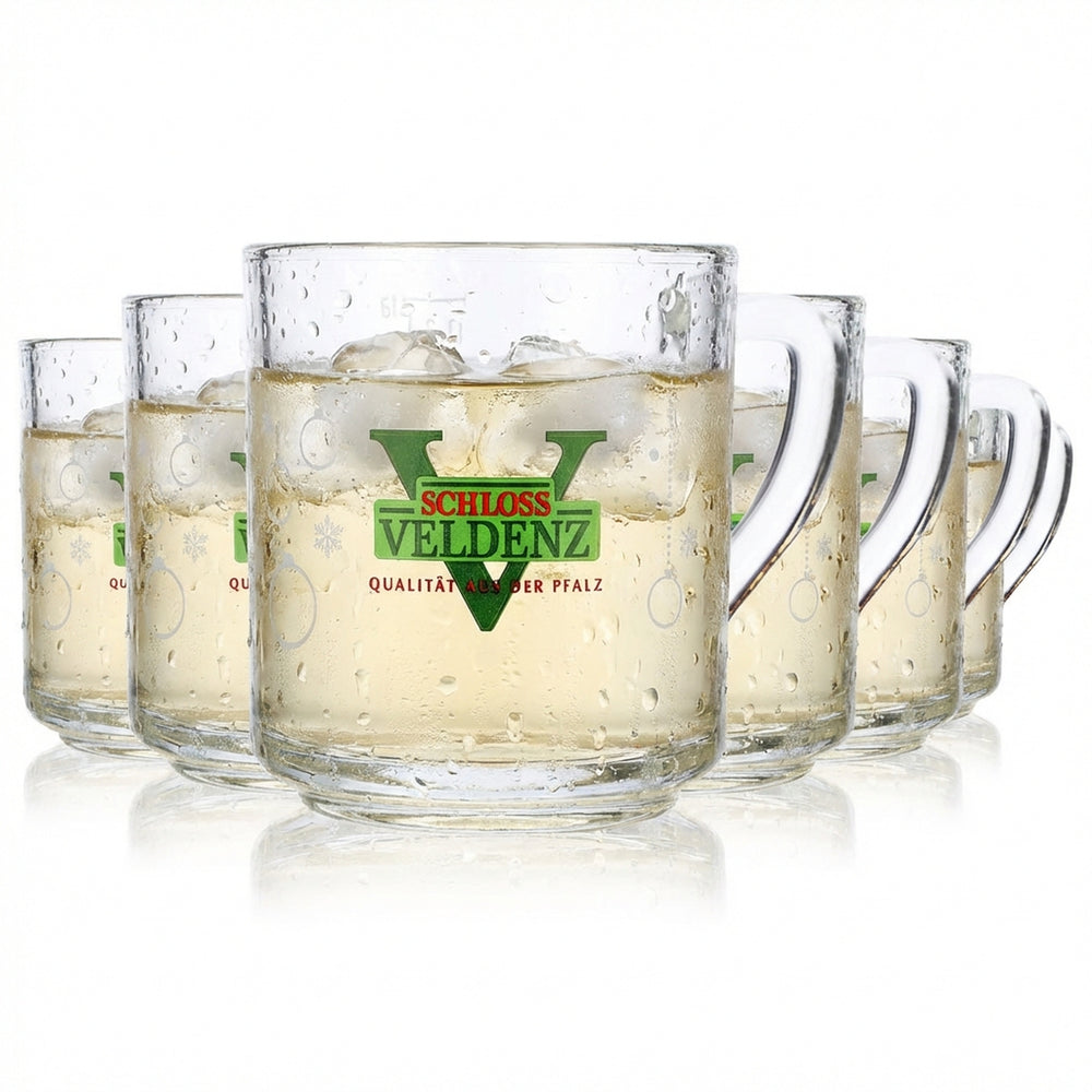 6x Schloss Veldenz Glühweintasse Saft Glas 0,2l Weihnachtstasse Rastal