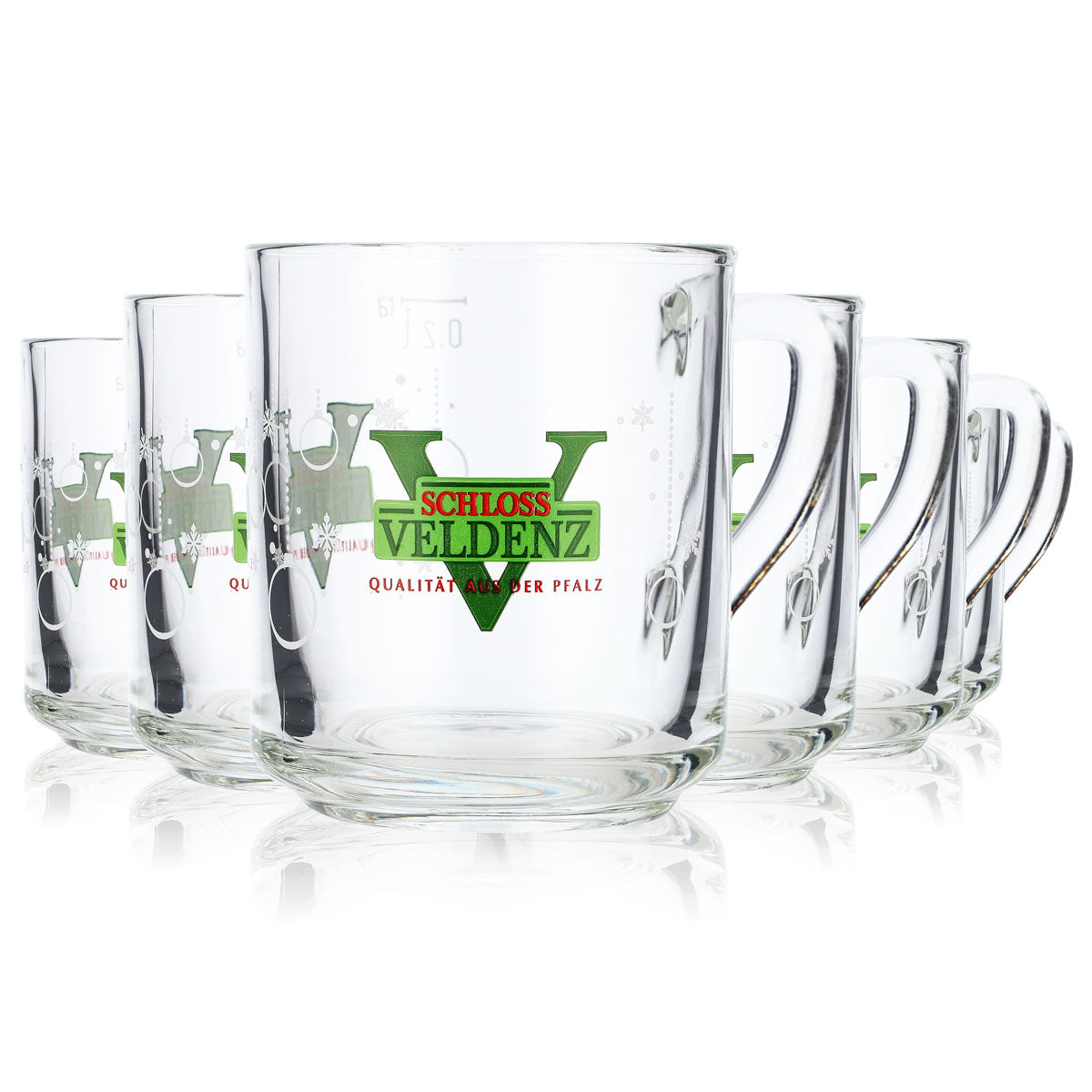 6x Schloss Veldenz Glühweintasse Saft Glas 0,2l Weihnachtstasse Rastal – Ansicht 7