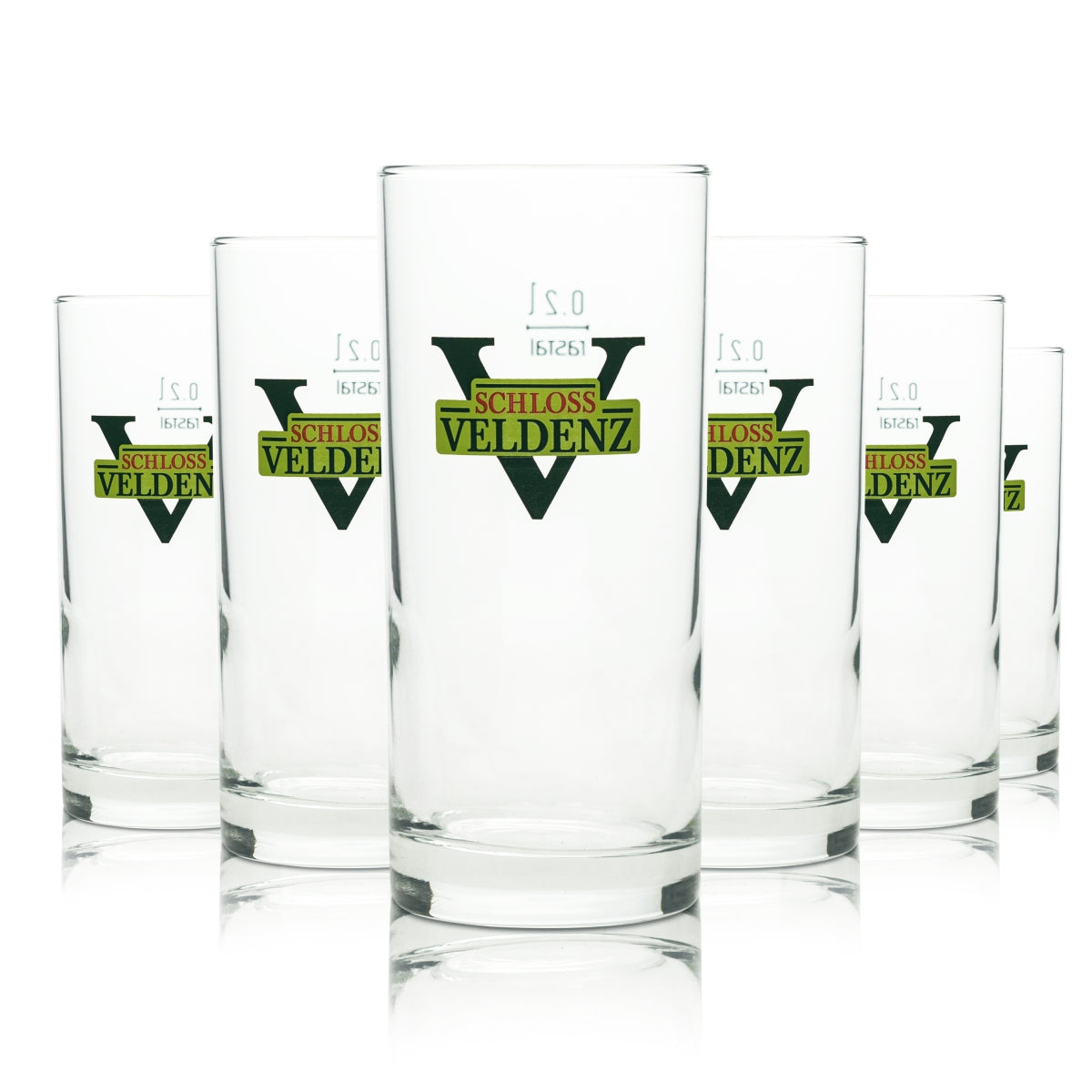6x Schloss Veldenz Saft Glas 0,2l Becher Rastal Hotel Gläser Gastro Buffet Bar