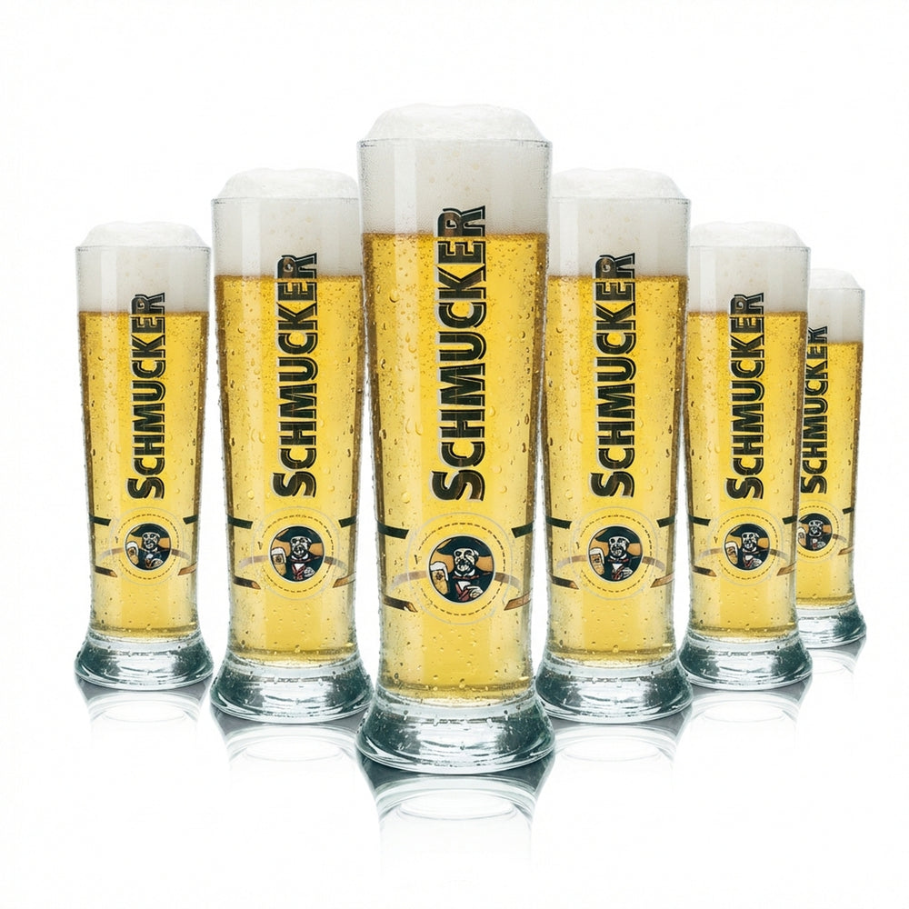 6x Schmucker Bier Glas 0,5l Pokal Stange Tulpe Gläser Gastro Kneipe Pils Märzen