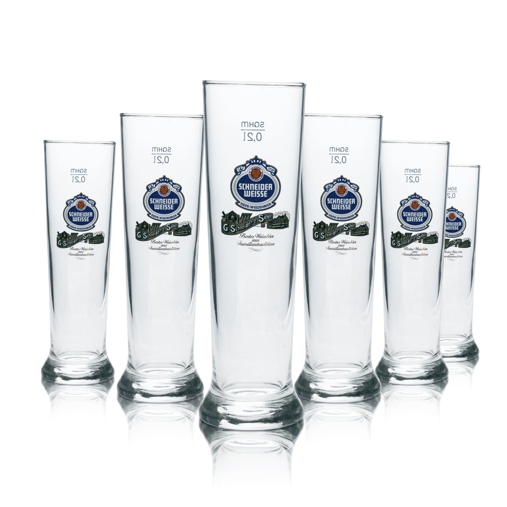 6x Schneider Weisse Bier Glas 0,2l Hefe Weizen Pokal Gläser Gastro Brauerei Mass