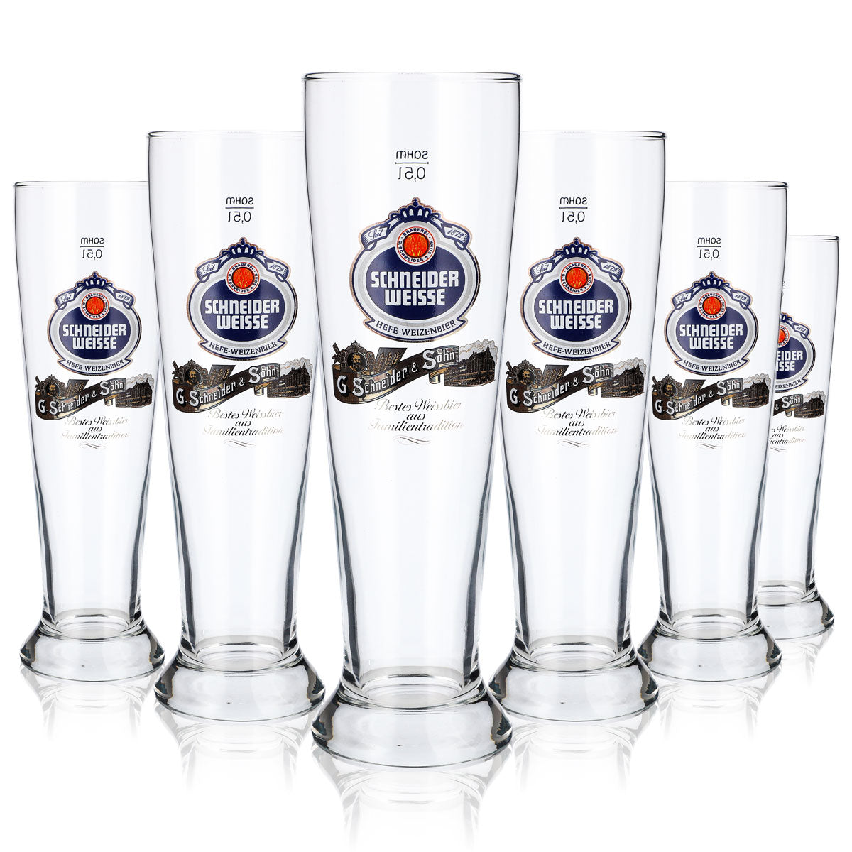 6x Schneider Weisse Bierglas Glas Gläser 0,5l Weißbierglas Familientradition – Ansicht 5