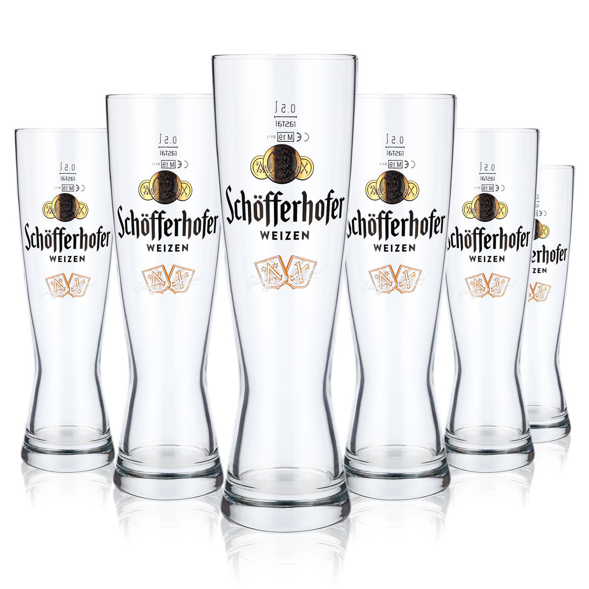 6x Schöfferhofer Bier Glas 0,5l Weißbierglas "Spritzig Prickelnd" Sahm