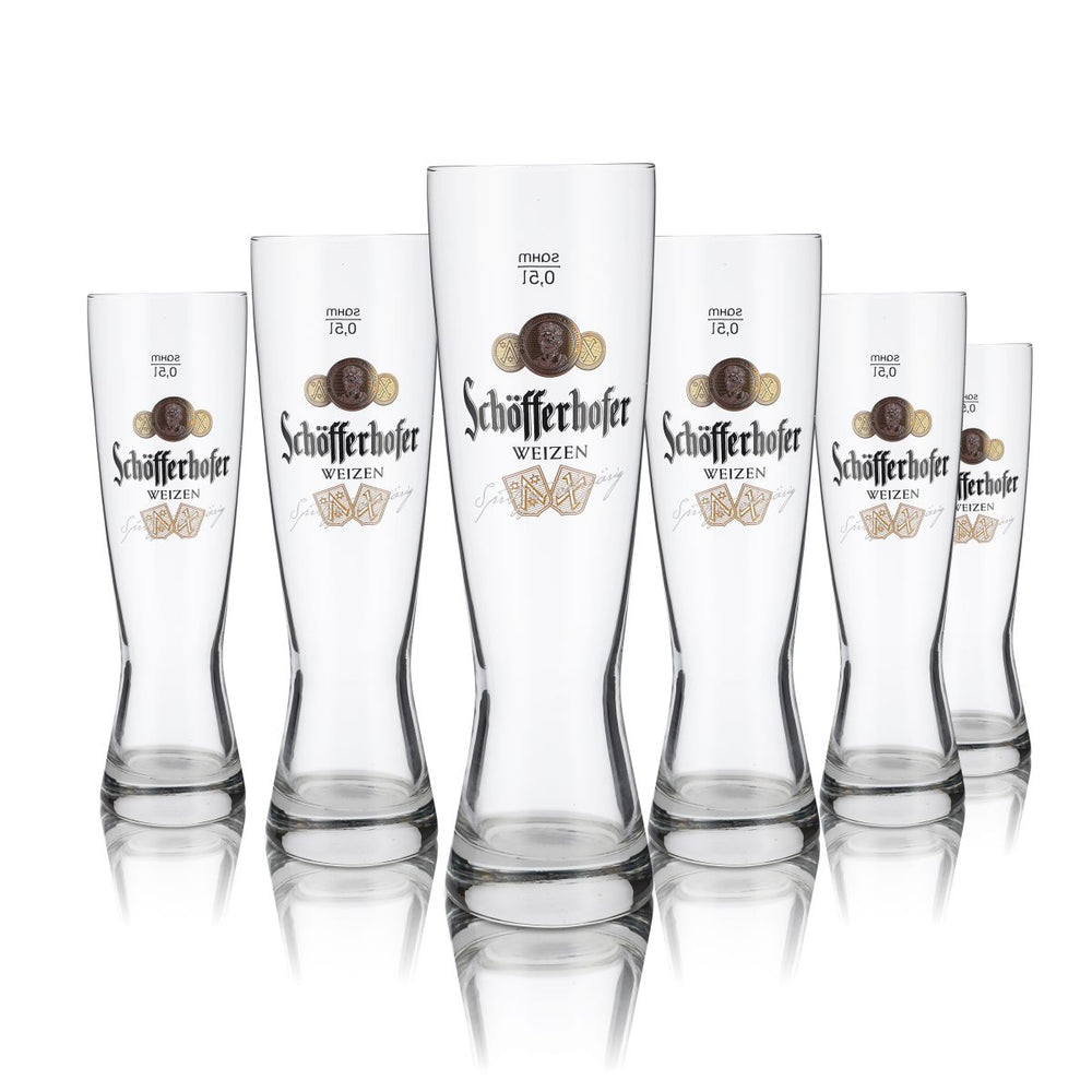 6x Schöfferhofer Glas 0,5l Weißbierglas Hefeweizen Gläser Set Brauerei Bayern