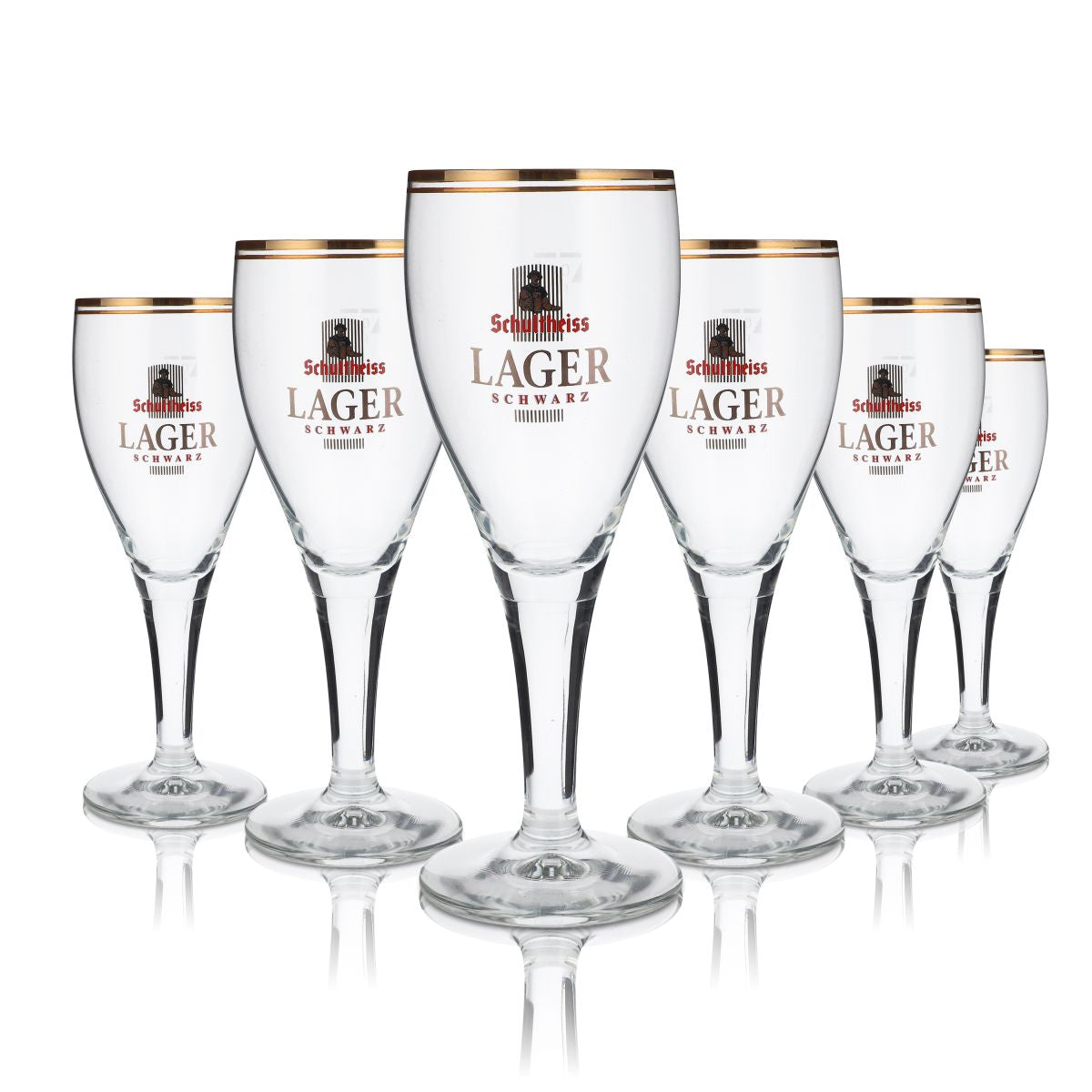 6x Schultheiss Lager Glas 0,3l Biergläser Pokalglas Lager Schwarz