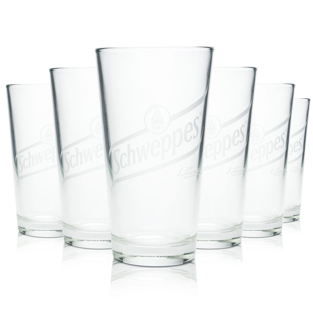 6x Schweppes Trinkglas 0,3l Willibecher Gläser V-Form Softdrink Limo Longdrink