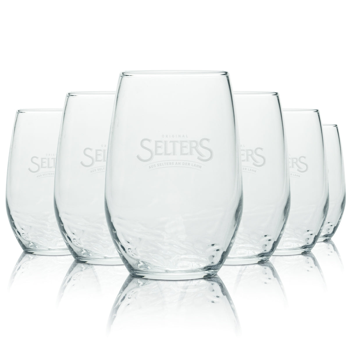 6x Selters Glas 0,2l Becher Tumbler Gläser Kontur Relief Mineral Wasser Sprudel