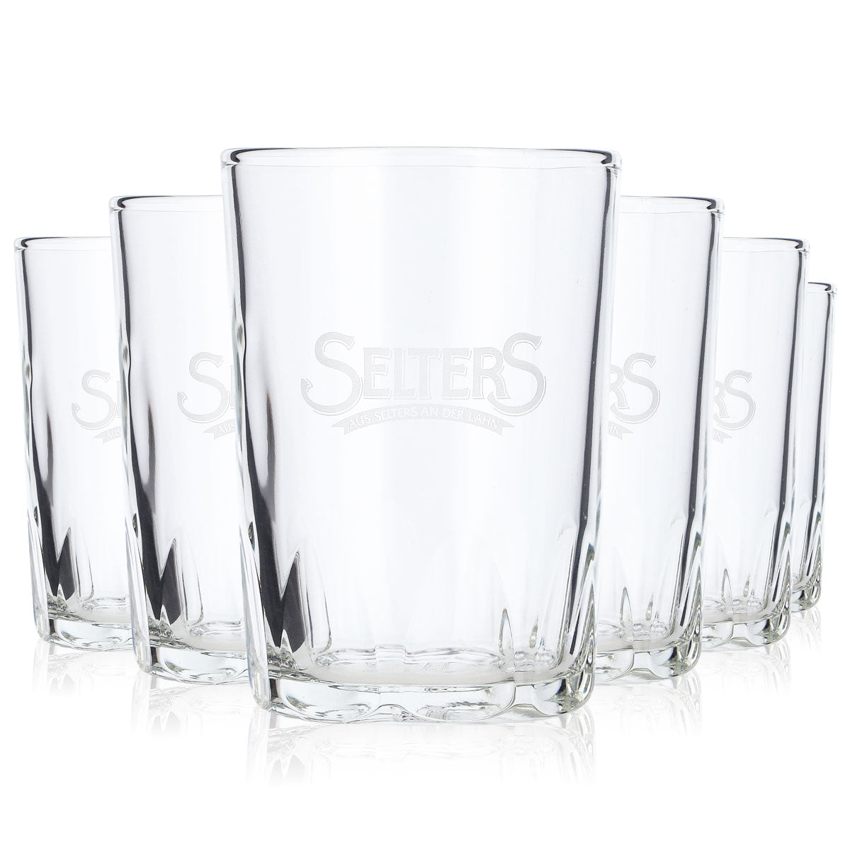 6x Selters Wasser Glas Wassergläser 0,15l Becher weiße Schrift