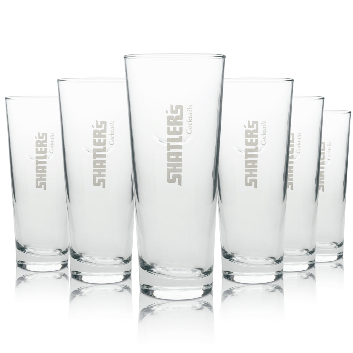 6x Shatlers Cocktails Glas Longdrink 400ml weisses Logo