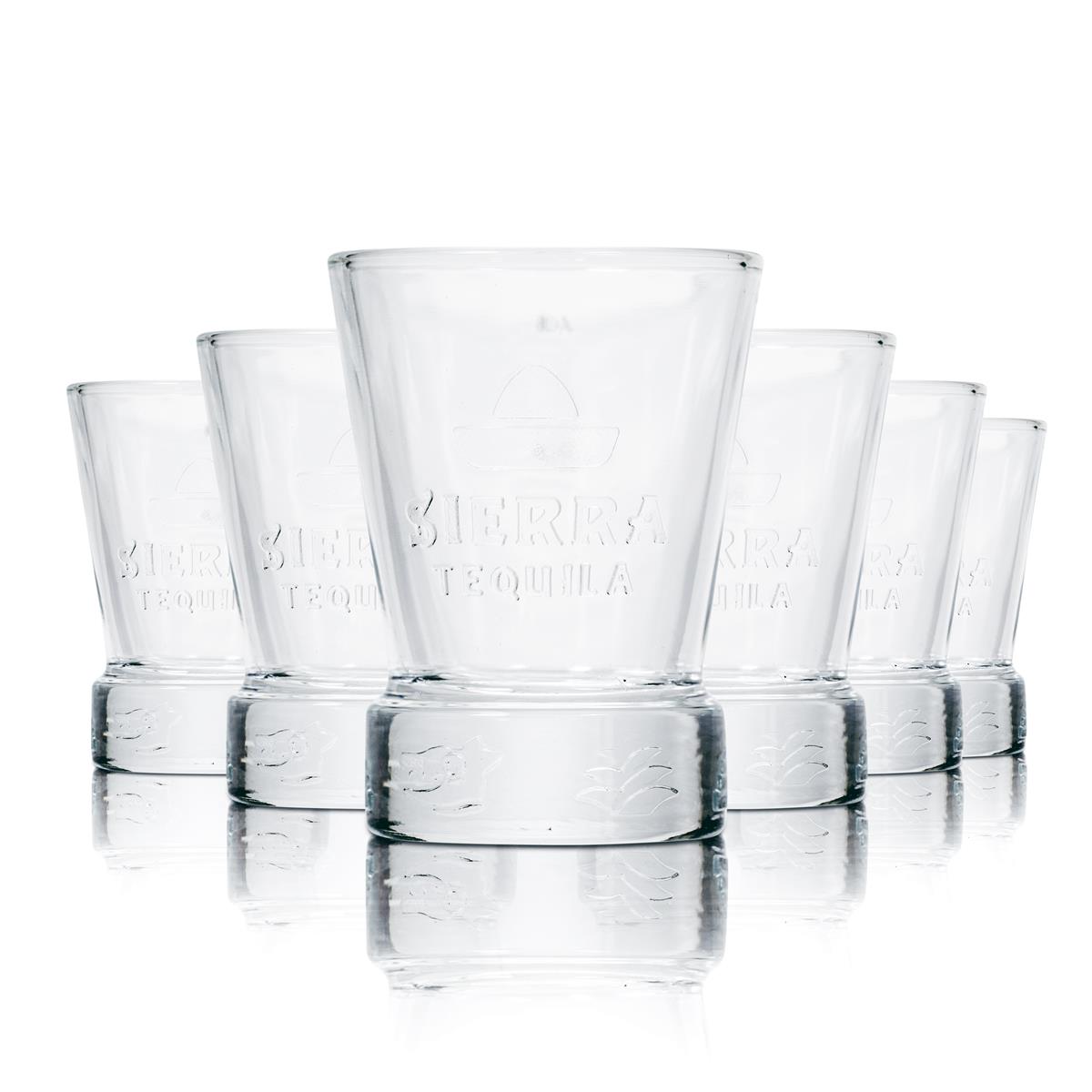 6x Sierra Tequila Glas Shotglas mit Relief
