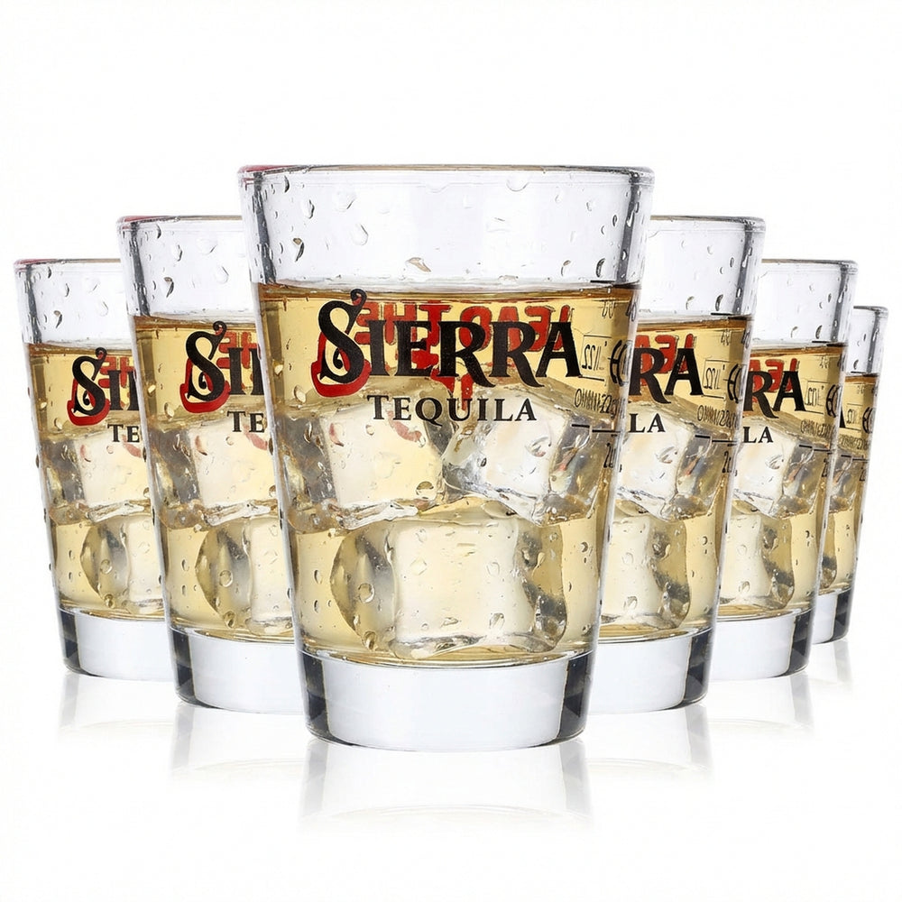 6x Sierra Tequila Glas Shotglas Stamper Kurze Partyshot 4cl "Lead the Party"
