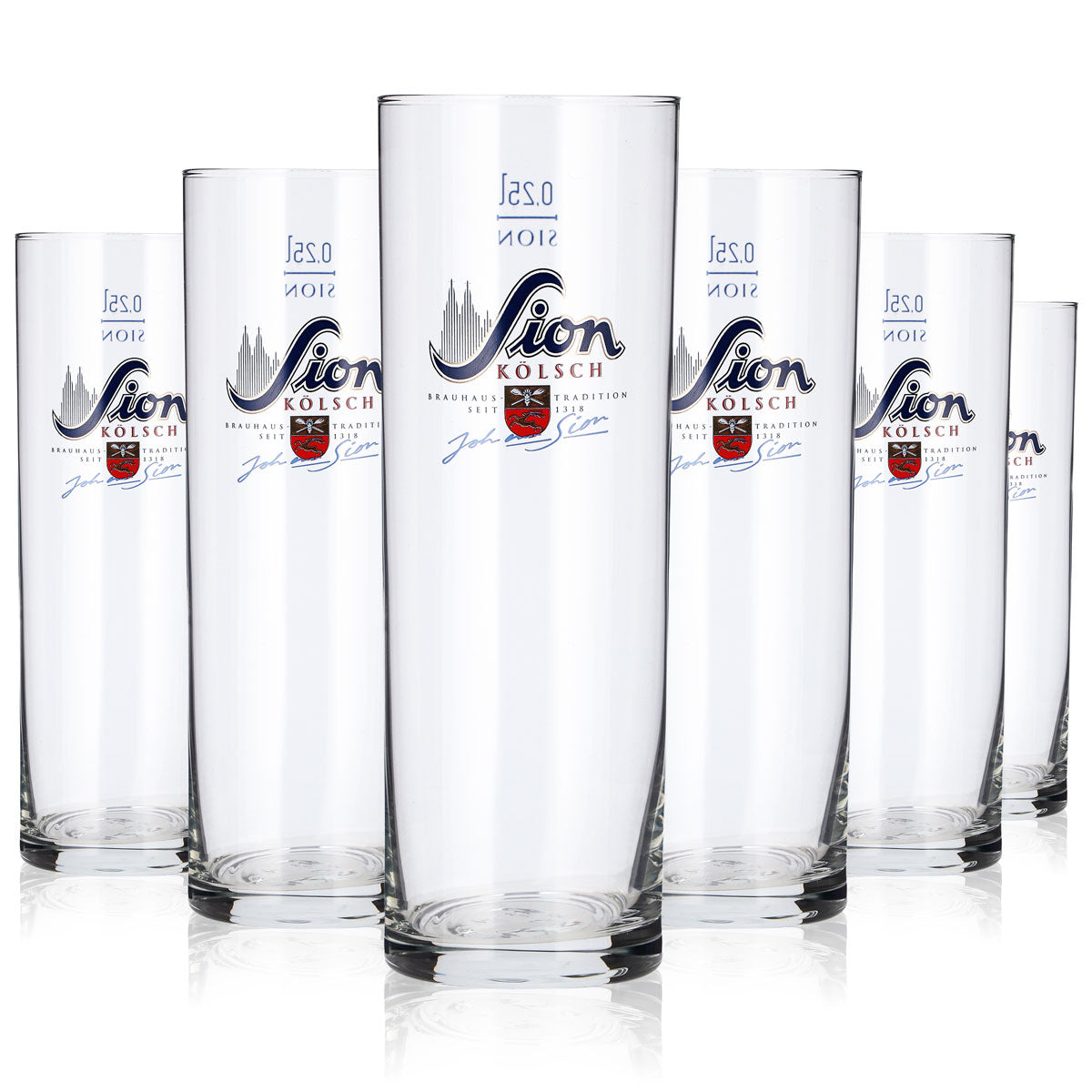 6x Sion Bier Glas 0,25l Stange Brauhaus tradition Kölschglas